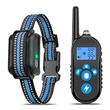 Dog Shock Collar, 2500FT Dog Training Collar with Remote for 20-110lbs Medium Large Dogs, IPX7 Waterproof Rechargeable Electric Collar with 4 Training Modes, Beep, Light, Vibration and Shock (Blue)
