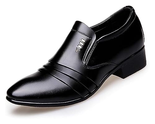 Mens Black Dress Shoes Comfortable Slip On Men's Oxfords Wide Width Casual Formal Business Wedding Church Shoes Men's Fashion Formal Shoes