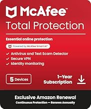 DEVICE SECURITY - Award-winning antivirus powered by McAfee Smart AI to protect you from new and evolving threats SECURE YOUR ONLINE PRIVACY - automatically when using public Wi-Fi. Protect your personal data and activity with Secure VPN. It safeguar...