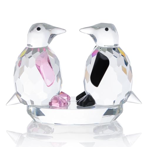Movdyka Regalos de pingüino para Mujeres y Hombres, Lindas Figuras de Cristal coleccionables, Escultura de Vidrio soplado de Animales, decoración del hogar