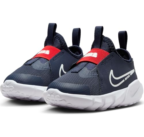 NIKE Tênis de corrida para meninas, Azul-marinho/vermelho picante/branco, 15