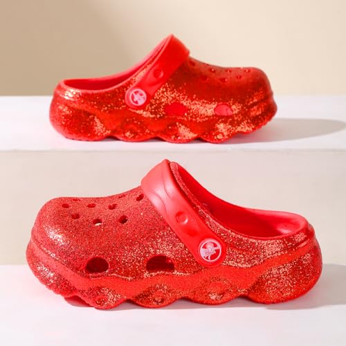 Image of Toddler Clogs for Girls Lightweight Kid Garden Clogs Breathable Slip-on Slides Sandals Slippers Children's Beach Water Shoes (Glt hon, 25) Red