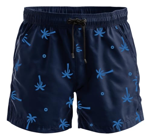 Bermuda Masculina Praia Cordão De Ajuste-Seca Rápido Verão AZUL COQUEIROSG