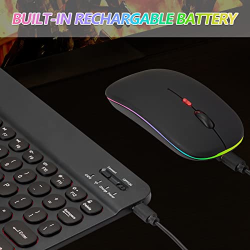 Ultra-Slim Lightweight Bluetooth Keyboard And Mouse Portable Wireless Keyboard Rechargeable 7-Color Backlit for Apple iPad iPhone Samsung Tablet iPhone Smartphone iOS Android Windows, Round Keys Black by Guiheng - Image 6