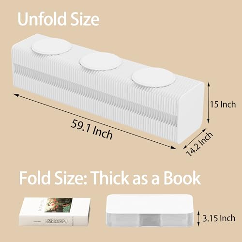 Image of Kraft Paper Rectangle Ottoman - Folding Bench Rest for Bedroom & Entryway, Collapsible Stool with Pad, Portable Stool & Square Ottoman for Living Room Decor, Space-Saving Footrest, White, 3 Seats
