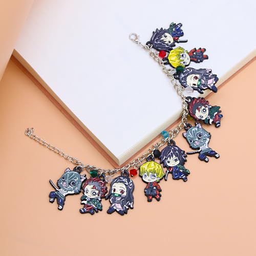 SONGCHANGJEWELRY Anime Chibi Charm Bracelet - Features Zenitsu Nezuko Tanjiro & More - Anime Fan Gift for Cosplay or Daily Wear4