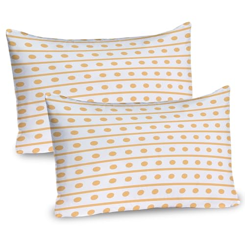 Ambesonne Geometric Pillow Sham Set of 2, Simplistic Monochrome Background with Continuous Dots and Stripes, Quality Microfiber Bedding Item for All Seasons, 26