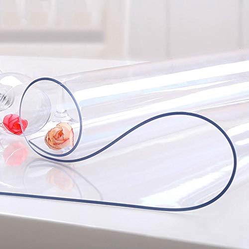 NECAUX Custom Multi-Size 1.5mm Thick Clear PVC Table Cover Protector - 24 x 36 Inch Rectangular Plastic Tablecloth Desk Pad for Coffee Table, Children Writing Desk, Non Slip Floor Mat