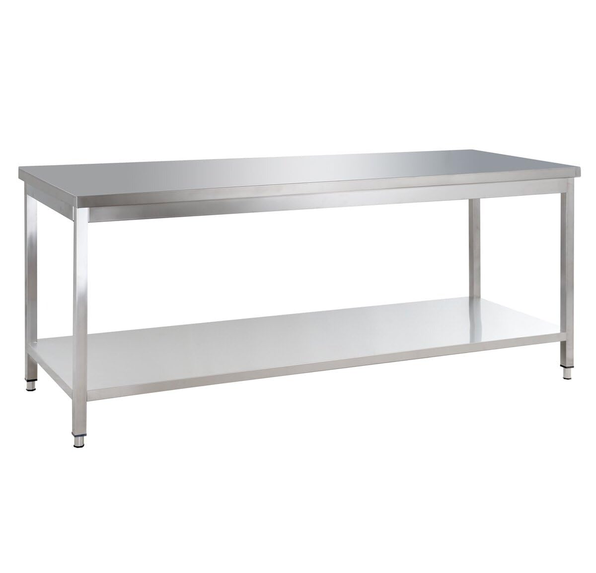 GastroHero Tavolo da lavoro in acciaio inox BASIC 180 x 70 cm con base - acciaio al cromo nichel AISI 201, tavolo da cucina Gastro robusto e durevole per gastronomia, ristorante, hotel e grande cucina