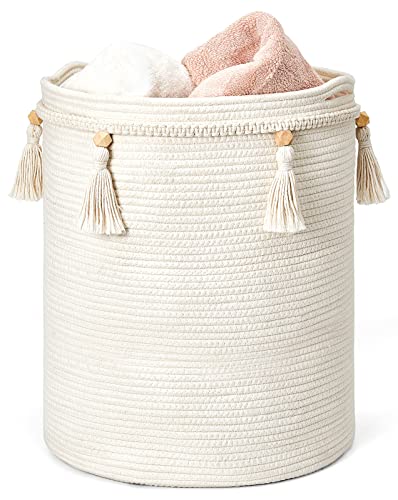 Mkono Macrame Decorative Cotton Rope Basket Boho Cute Woven Tassel