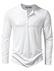 PARKLEES Men's Henley Shirt Casual Muscle Slim-Fit Workout Athletic Long-Sleeve T-Shirts Pure White Small #2