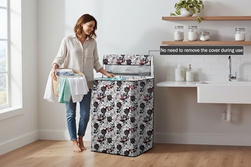 Image of Stylista Top Load Fully Automatic Washing Machine Cover Compatible for IFB 8 kg, 8.5 kg, 9 kg & 9.5 kg, Traditional Pattern Cream