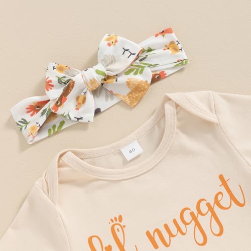 Karuedoo Newborn Baby Girl Farm Outfits Letter Print Short Sleeve Romper Chicken Flared Pants Headband 3Pcs Outfits Sets4