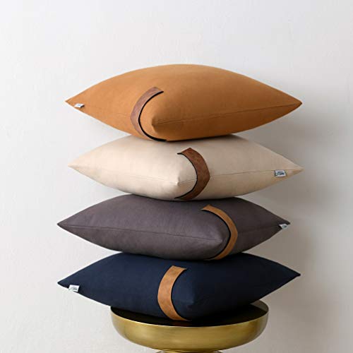 Nordeco Home Set Of 2 Throw Pillow Covers - 100% Cotton Soft Decorative Cushion Covers For Bed Home Decoration, 18 X 18, Beige #TOP2