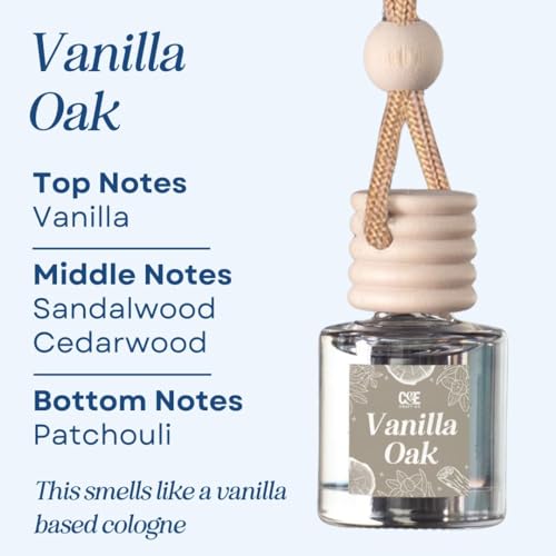 Image of C&E Craft Co Hanging Car Air Freshener Diffuser 2 Pack, Long Lasting Fragrance Oil Car Freshener, Glass Bottle Auto Air Freshener, Made in USA (Vanilla Oak)