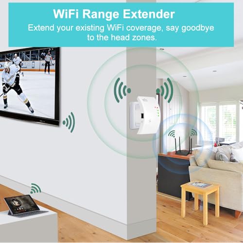 Image of WiFi Extender 300Mbps WiFi Repeater with Ethernet Port,WiFi Range Extender 2.4GHz Covers up to 3600 Sq.Ft and 45 Devices,Easy Quick Setup,Repeater and AP Mode,More Range for Every Wlan Network