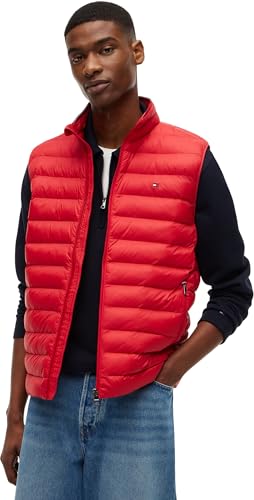 Tommy Hilfiger Herren Weste Packable Recycled Vest Stehkragen, Rot (Medium Red), S – Ansicht 1
