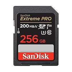 SanDisk Extreme PRO Tarjeta SD 256 GB SDXC, SD Car...: Ahorra tiempo con velocidades de descarga en tarjeta de hasta 200 MB/s con la tecnología QuickFlow de SanDisk . Puedes emparejarla con las tarjetas SanDisk Professional PRO-READER SD y microSD para alcanzar máximas velocidades (se venden por separado...