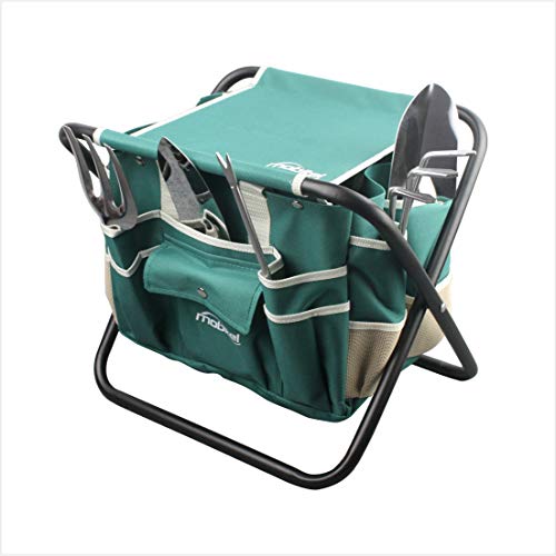 Kit de herramientas para jardín con taburete plegable y bolsa miniatura 1