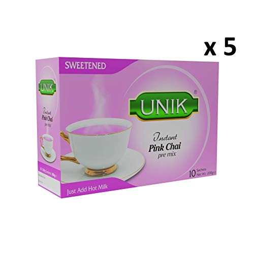 Unik Instant Kashmiri Pink Chai Pre Mix (Pack of 5) SWEETENED