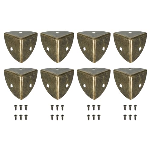 Image of uxcell 8 Pcs Decorative Box Corner Cover, 28mm Metal Edge Guard, Furniture Corner Edges Protector with Screws, Bronze