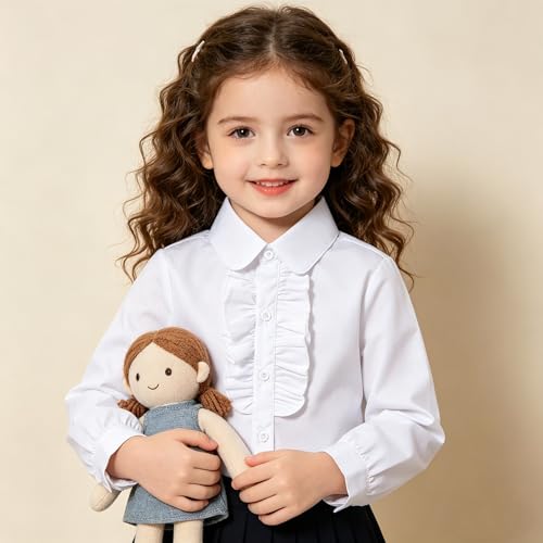 Image of Girls' Long Sleeve Peter Pan Collar Shirt Girls School Uniform Shirts
