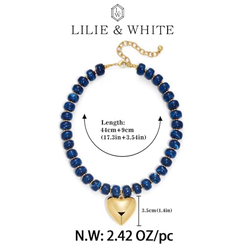 LILIE&WHITE Blue Gold Heart Pendant Necklaces for Women by LILIE&WHITE - Used condition - Image 6