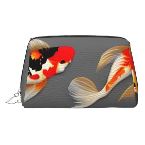 LMNUDS Neceser tradicional de carpas koi con puntos listos para viajar, organizador de maquillaje compacto para mujer, plateado, talla única