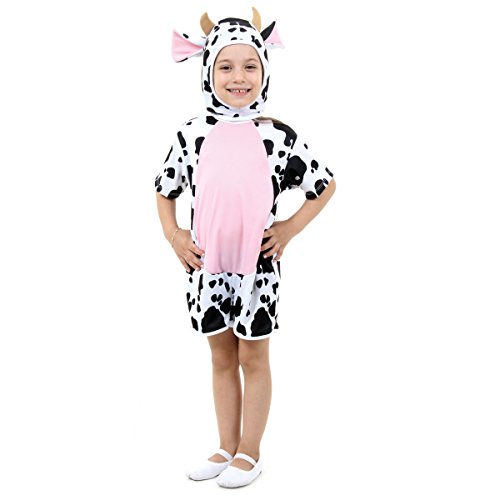 Sulamericana Fantasias Vaca Curta Infantil, GG 8 Anos, Preto/Branco/Rosa