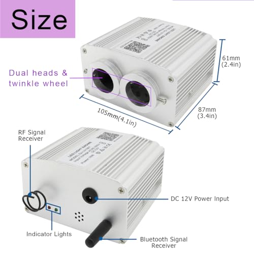 Image of AKEPO 16W Car Home Dual-Head Twinkle Fiber Optic Light Engine, Twinkle+APP Control+Music Activated+28-Key Remote for Starlight Headliner Kit