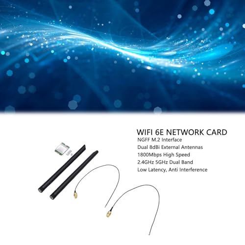 LICAEVEY NGFF M.2 WiFi 6E Tarjeta Inalámbrica, 1800Mbps Bluetooth 5.2 Adaptador de Red PCIe con Antena Dual 8DB para Laptop PC Windows 10 11 miniatura 4