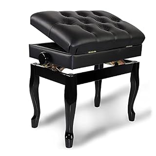 RWRAPS Tabouret de Piano Banc de Piano en Bois Moderne avec Hauteur réglable, Tabouret à Clavier Unique avec Compartiment de Rangement pour la Musique, Hauteur : 50~60 cm (Jambe incurvée) - Les Beatles, Paul McCartney, John Lennon, RIngo Starr, George Harrison