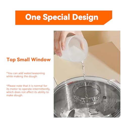 7L Electric Dough Mixer for Bread and Pizza Dough, Dough Maker Featuring a Ferment Function.304 Stainless Steel Whisk and a Top Small Window for Easy Add Water and Seasoning(Black)