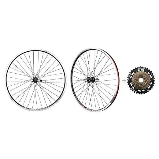 CyclingDeal Bicycle Mountain Bike 26 inch Double Wall Rims MTB Wheelset 26" 7 Speed with Compatible with Shimano MF-TZ500-7 14-34T Freewheel - Front & Back Wheels