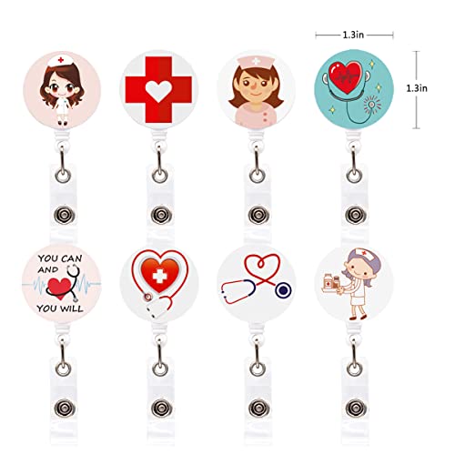 Medical Id Badge Holder For Nurses, Stethoscope Badge Reel Retractable, Cute Badge Clip For Nurse Work Accessories, 8 Pack #TOP2