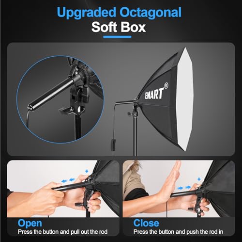 Image of EMART Softbox Photography Lighting Kit, 20 inchx20 inch Pull Soft Box, 50W 3000K-6000K LED Bulb, Professional Photoshoot Equipment for Studio Lights, Portrait, Video Recording(1 Pack)