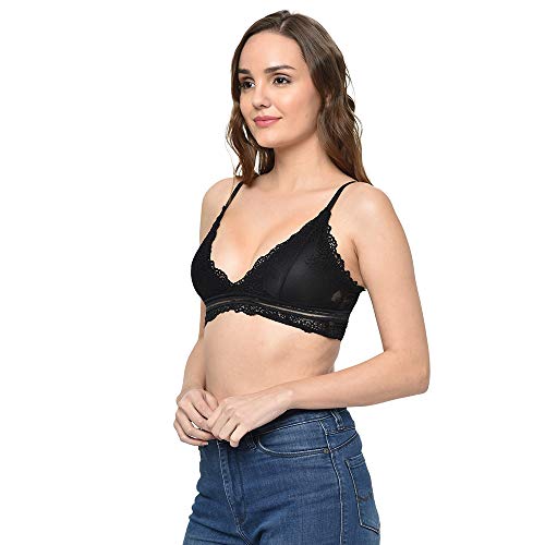 Image of Da Intimo Women's Synthetic Non-Wired Bra (DI-1265 BLACK-C20-34C Black 34)