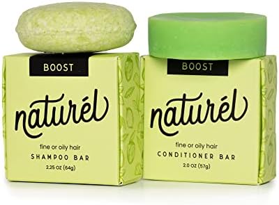 Naturel Boost Volumizing Shampoo and Conditioner Bar Set, Volumizing Shampoo Bar for Fine or Oily Hair, Conditioner Bar for Fine or Oily Hair, Vegan & Cruelty Free, Zero Waste, Made in USA