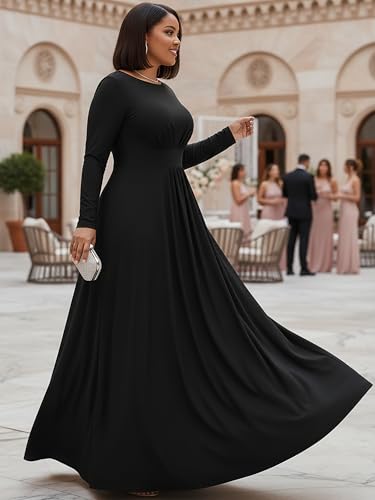 Image of KOH KOH Womens Long Sleeve Flowy Empire Waist Fall Winter Maxi Dress Gown