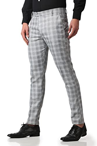 Image of MALENO Men's Polycotton Slim Fit Checkered Trouser |Trousers for Office, Party | Men Formal Pant