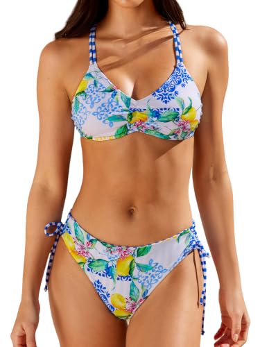 Image of CUPSHE Women's 2 Piece Bikini Set Back Braided Straps with Reversible Bottom