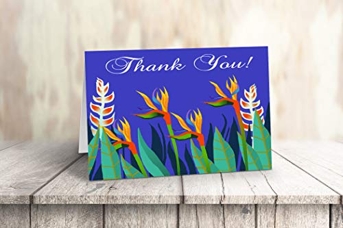 Image of Stonehouse Collection | Personalized Tropical Note Cards | 24 Customized Blank Tropical Flower Cards & Envelopes | USA Made -Bird of Paradise - (Personalization)