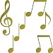 GreenIT 2 Sets Aufkleber Notenschlüssel Violinschlüssel 20cm + Noten Tattoo Auto Tür Fenster Deko Folie (Gold)