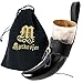Mythrojan Drinking Horn with Leather Holder Authentic Medieval Inspired Viking Wine/Mead Mug (Black, 250 ML)