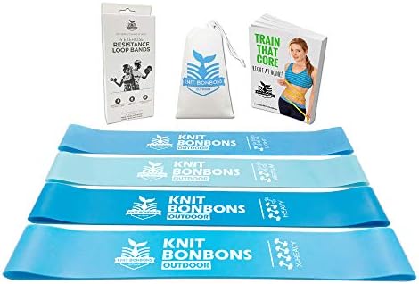 Gym Workout Elastic Rubber Resistance Bands Loop 12-inch Set of 4 for Exercise, Legs, Butt, Arm and Glutes | Fitness Stretching Squat Physical Therapy Booty x Heavy | With Bonus eBook & Carry Bag