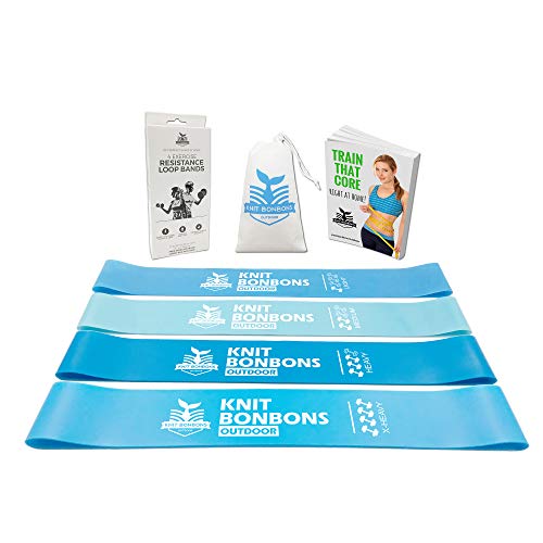 Gym Workout Elastic Rubber Resistance Bands Loop 12-inch Set of 4 for Exercise, Legs, Butt, Arm and Glutes | Fitness Stretching Squat Physical Therapy Booty x Heavy | With Bonus eBook & Carry Bag