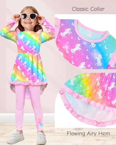 Image of Toddler Kids Girls Clothes Set Stylish Ruffled Tops and Pants Clothing Sets 2 Piece Outfits Size 4-9