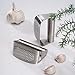 AmDONGKING Garlic Press Rocker with Silicone Peeler and Bottle Opener, Stainless Steel Garlic Crusher Chopper Mincer.
