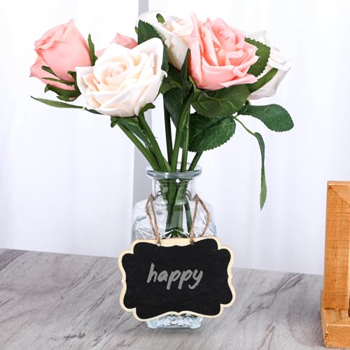10 Pack Mini Chalkboard Tags with String, Small Chalkboard Tags Blackboard Slate Decanter Tag, Hanging Wooden Signs Party Buffet Food Name Hanging Blackboard Massage Board Labels
