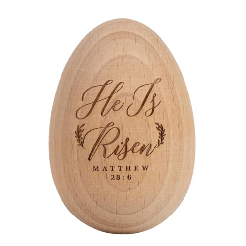 The Original He is Risen Wooden Egg Easter Gifts, Resurrection Eggs Basket Stuffers for Adults, Christian Gifts for Teens, Tweens, Easter Decoration Centerpieces for Home Table, Tiered Tray Decor
